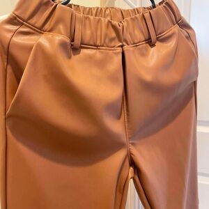 Chic Tan Faux Leather Trousers